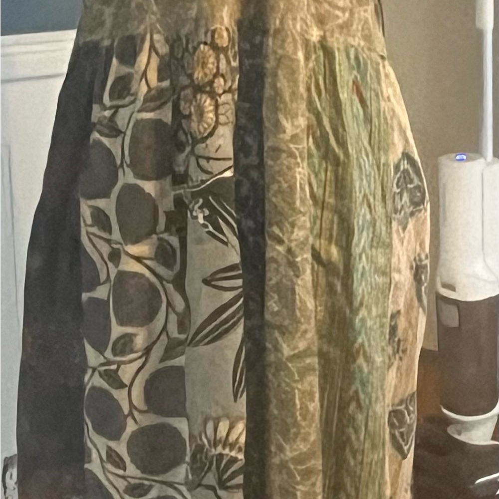 100% Cotton Blue Sky Artistic Maxi Dress with Earthy Tones - Boutique Piece - Picture 5 of 14